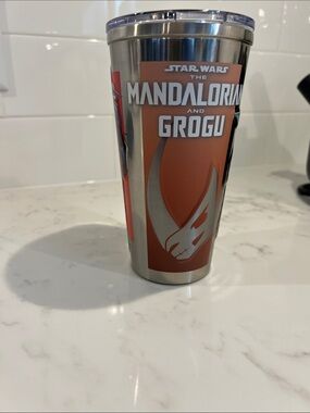 Star Wars baby Yoda  Mandalorian and Grogu Tumbler - Orange and Silver
